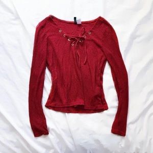 H&M Divided Lace Up Top